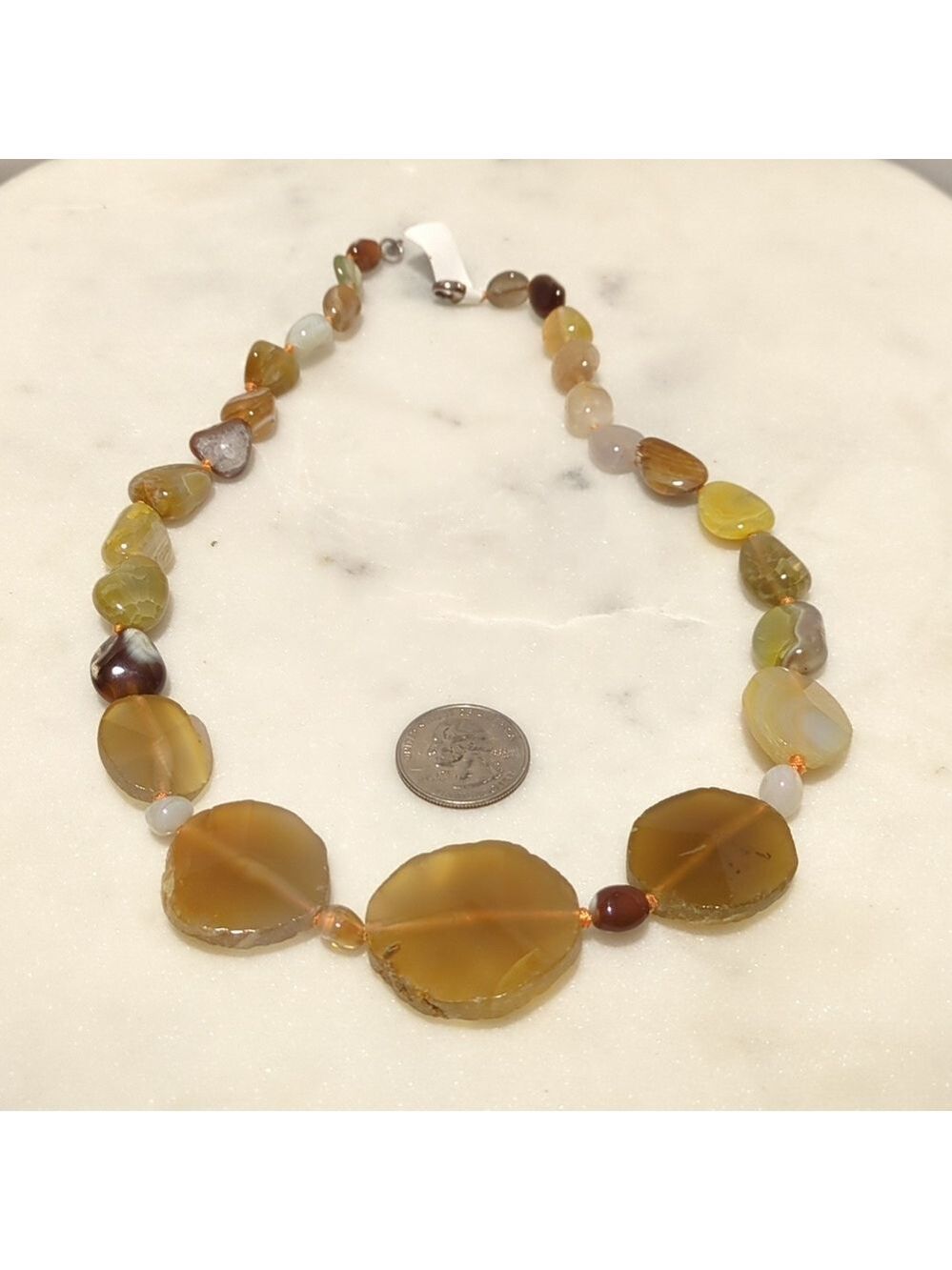 925 Accent And Natural Stone/Agate Stone  Necklace.
